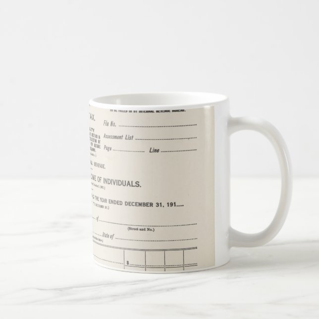 Mug Le premier formulaire d'impôt sur le revenu des Ét (Droite)