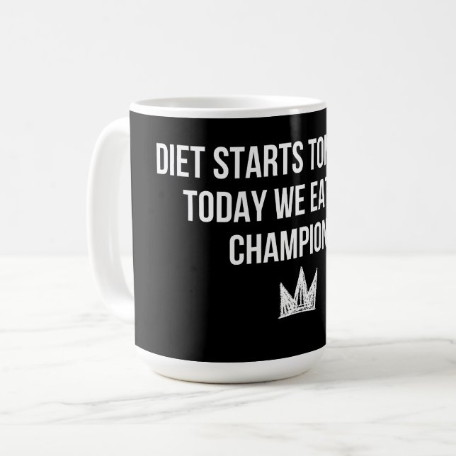 Mug Le régime commence demain - Aujourd'hui on mange c (Devant gauche)