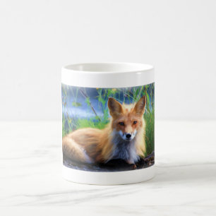 Mug Le renard rouge se dresse dans l'herbe Pittoresque