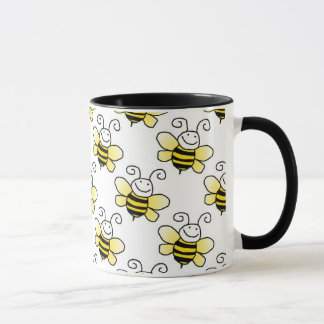 Mug Le rétro jaune gaffent le motif d'abeille