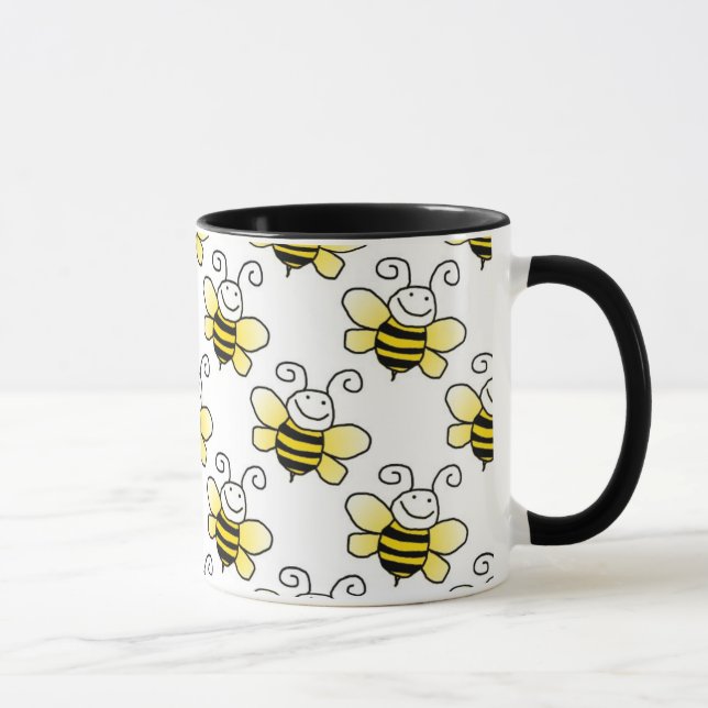 Mug Le rétro jaune gaffent le motif d'abeille (Droite)
