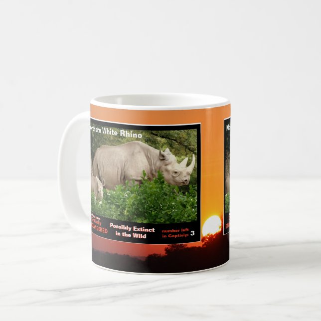 Mug Le rhinocéros blanc du nord est espèce menacée - (Devant gauche)
