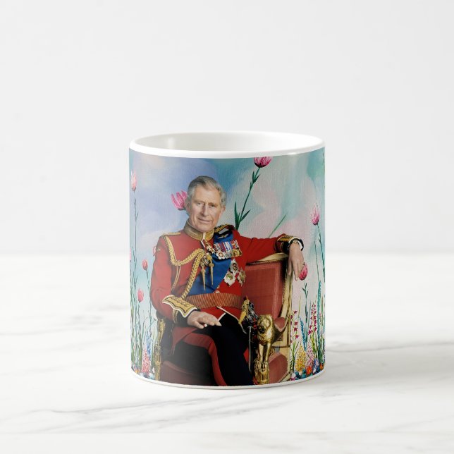 Mug Le roi Charles III avec l'Arrière - plan du jardin (Centre)