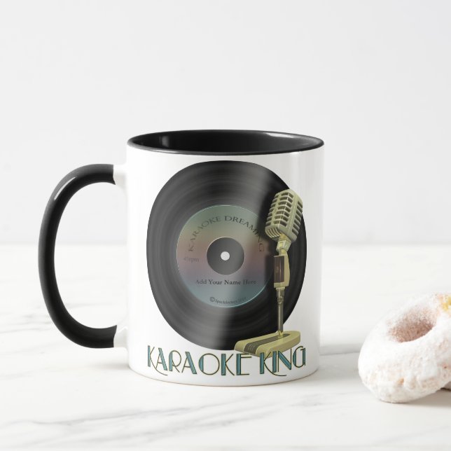 Mug Le Roi Personalized Drinkware de karaoke (Avec donut)