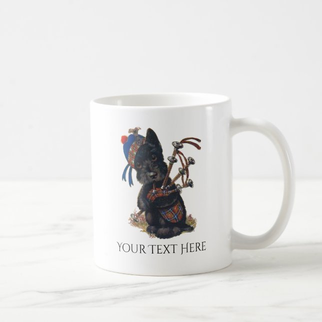 Mug Le Scottie mignon jouant des cornemuses (Droite)