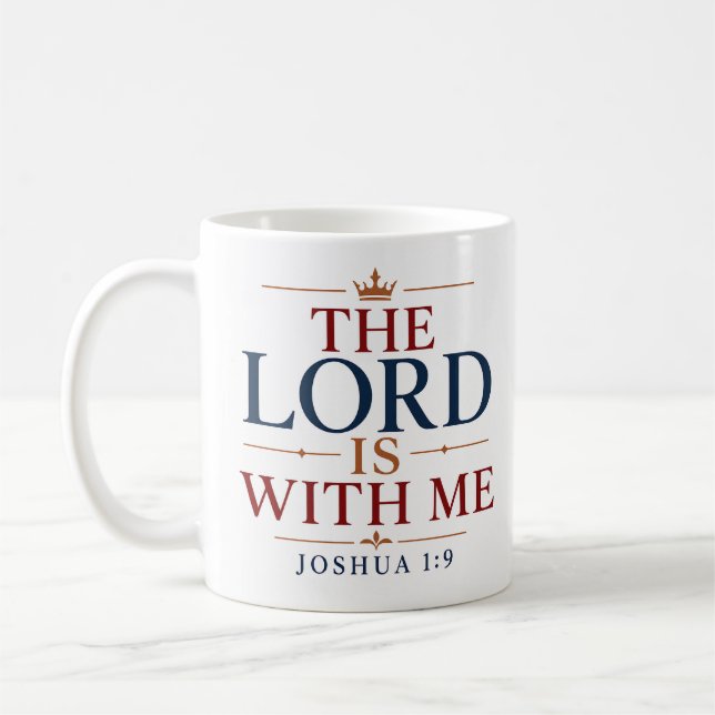 Mug Le Seigneur est avec moi, typographie chrétienne m (Gauche)