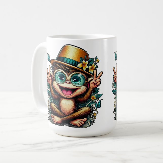 Mug Le singe de la paix (Devant gauche)