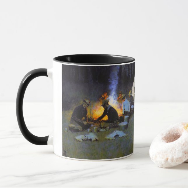 Mug Le souper des chasseurs Frederic Remington Rustiqu (Avec donut)