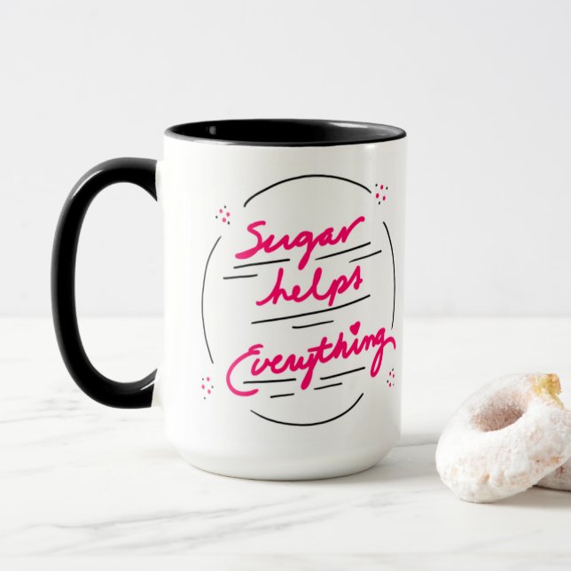 Mug Le sucre de canne à café aide à tout (Avec donut)