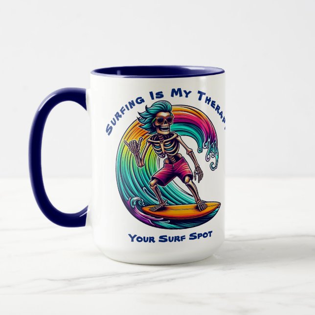 Mug Le Surf Est Mon Thérapie-Squelette Surfer (Gauche)