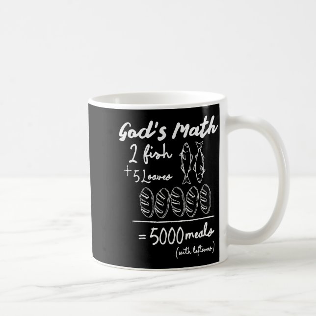 Mug Le Tee Math de Dieu 2 Poissons 5 pains 5000 Repas  (Droite)