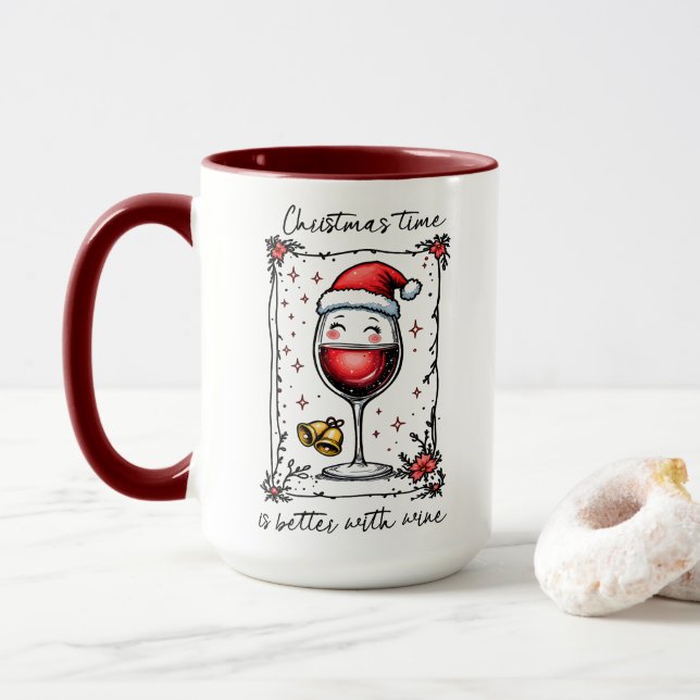 Mug Le temps de Noël est meilleur avec le vin (Avec donut)