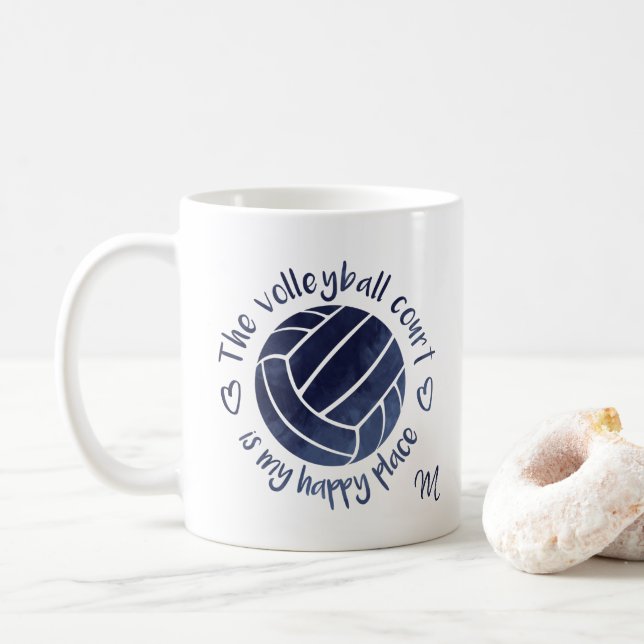 Mug Le terrain de volley est mon joyeux endroit bleu f (Avec donut)
