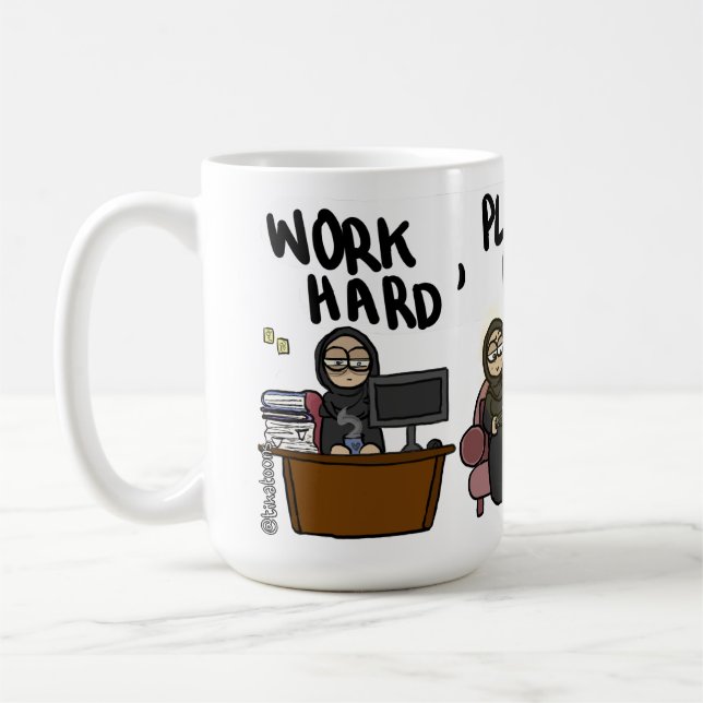 Mug Le travailler dur, jouent dur, petit somme dur (Gauche)