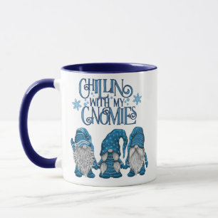 Mug Le trio d'hiver de Noël bleu avec mes Gnomes