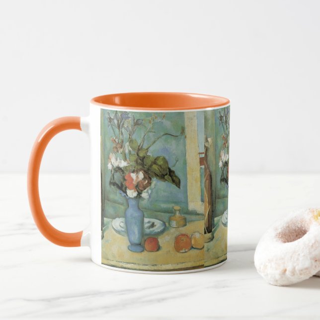Mug Le Vase Bleu (Fleurs et Fruits) par Paul Cezanne (Avec donut)
