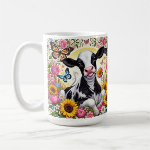 Mug Le veau au coeur d'une merveille florale et papill