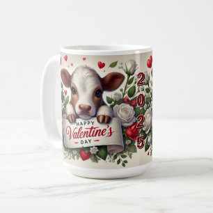 Mug Le veau de Saint Valentin avec arrangement floral