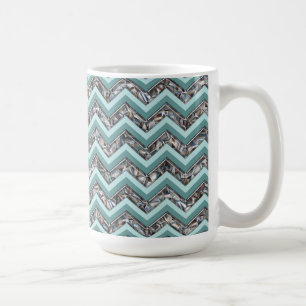 Mug Le verre taillé et le Teal foncé zigzaguent