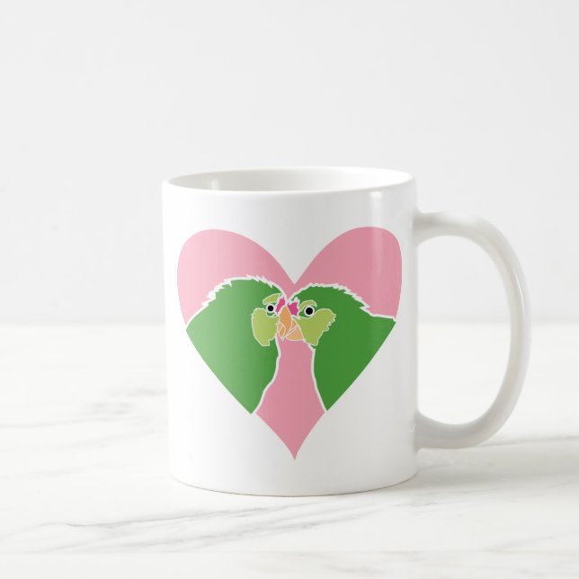 Mug Le vert rose de coeur de perruches Parrots Clipart (Droite)