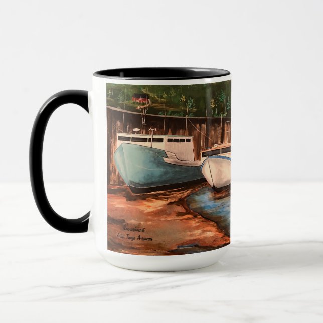 Mug Le Village De Pêcheurs Artisanat Peint À La Main (Gauche)