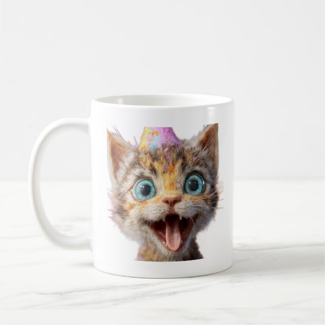 Mug le visage d'un chaton figé en mode derp pur (Gauche)