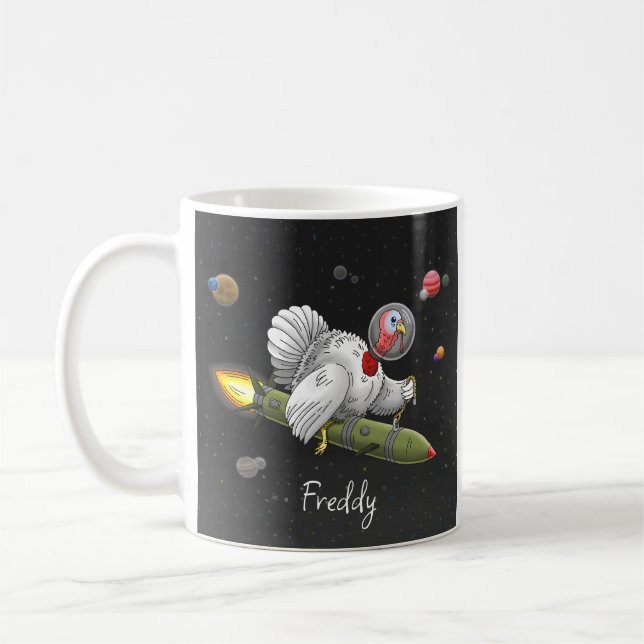 Mug Le voyage spatial de la dinde fusée (Gauche)