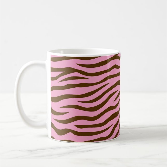 Mug Le zèbre rose et Brown barre le poster de animal (Gauche)