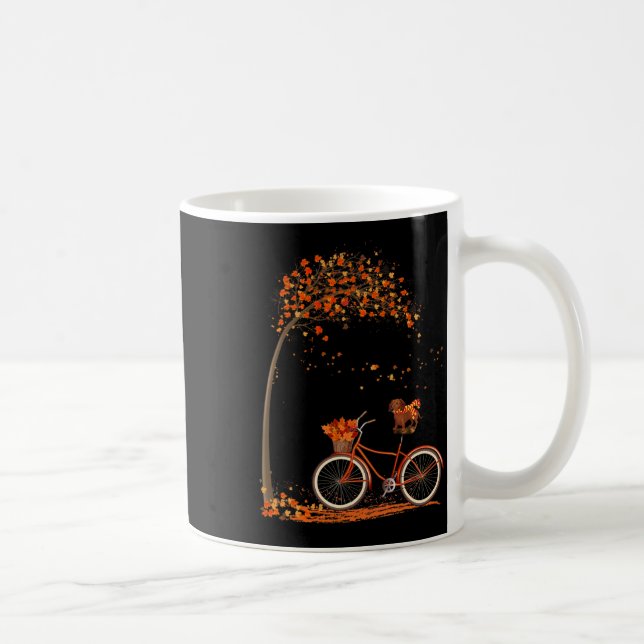 Mug Leaf de chien Automne Cyclisme d'automne amusant D (Droite)