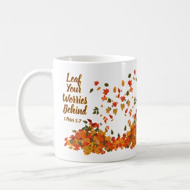 Mug Leaf initial personnalisé Vos soucis derrière (Gauche)