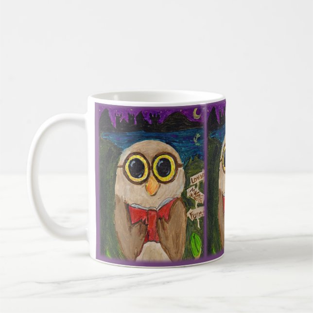 Mug Lecteur d'Imaginaire Chouette livre Folk Art (Gauche)