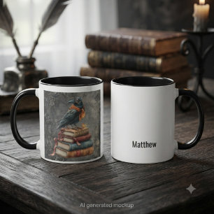 Mug Lecteur gothique corbeau savant esthétique