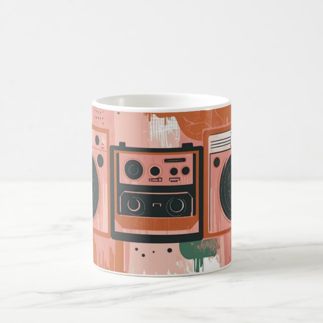 Mug Lecteurs de cassettes radio portables de style rét (Centre)