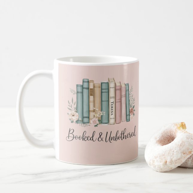 Mug Lectrice livresque personnalisée « Réservée et imp (Avec donut)