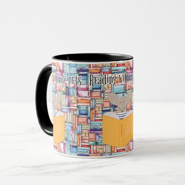 Mug Lecture du livre avec animaux domestiques (Devant gauche)