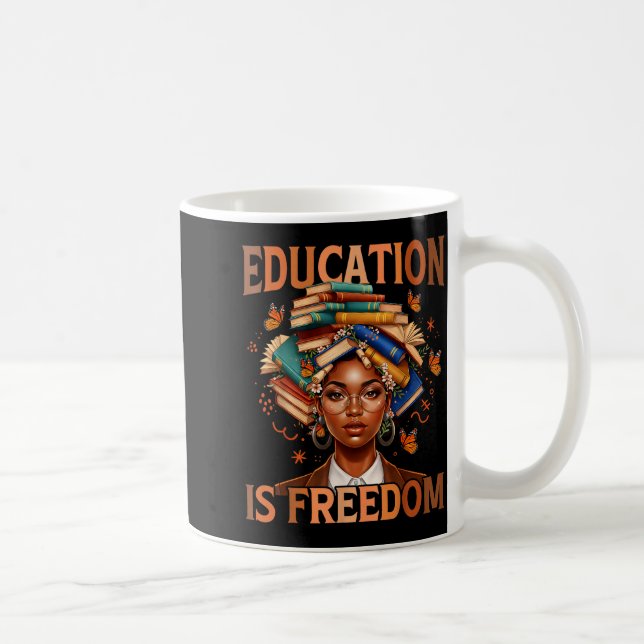 Mug L'éducation est liberté enseignant noir livres noi (Droite)