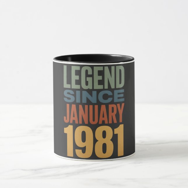 Mug Legend Since January 1981 Retro Birthday Classic (Centre)