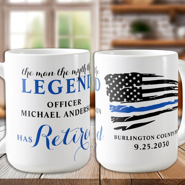Mug Légende A Retraité Ligne Bleue Légère Personnalisé (Créateur téléchargé)