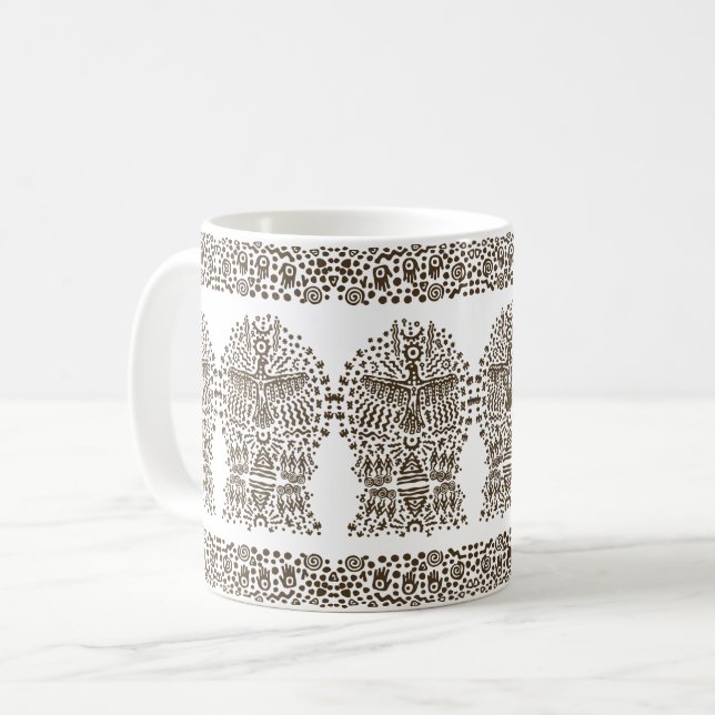 Mug Légende ancienne : Oiseau géant et tentes tribales (Devant gauche)