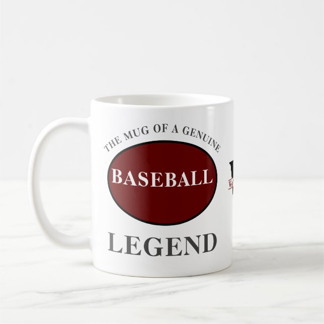 Mug Légende du baseball Monogramme Ajoutez votre nom A (Gauche)