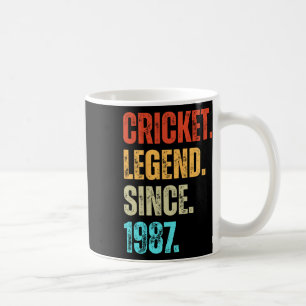 Mug Légende du cricket depuis 1987 Anniversaire rétro