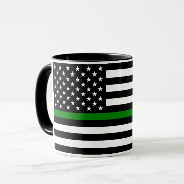 Mug Légère ligne verte : Anciens combattants patriotiq (Devant gauche)