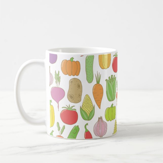 Mug Légumes dessinés à la main, arrière - plan de dood (Gauche)