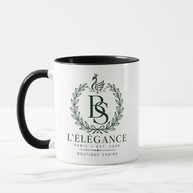 Mug L'Élégance Green Heritage Laurel Monogram Deux-Ton (Gauche)