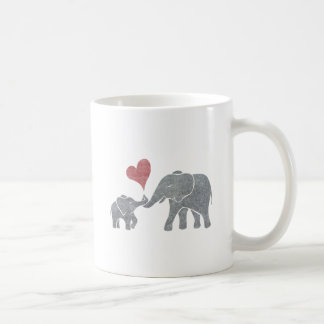 Mug L'éléphant étreint la maman et le bébé gris avec
