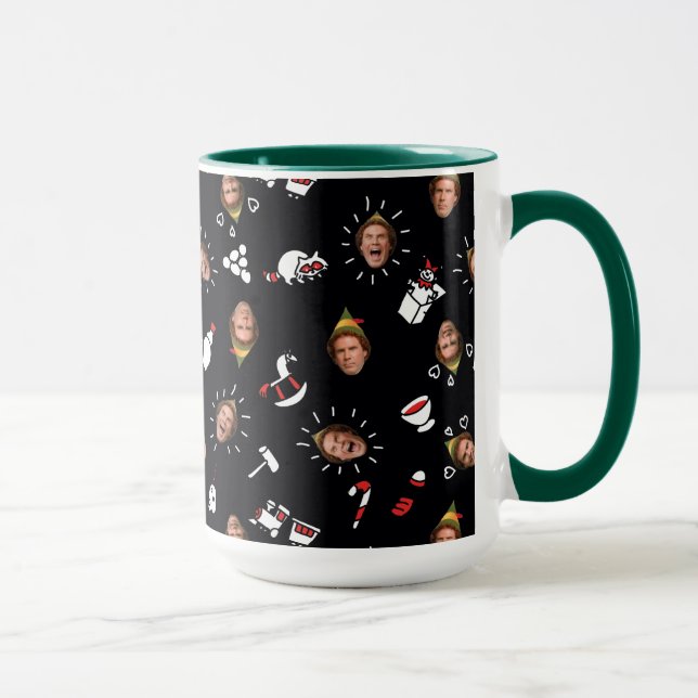 Mug L'elfe Buddy motif gribouillis noir (Droite)