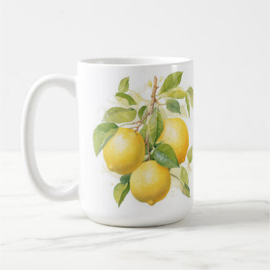 MUG LÉMONS JAUNES RÉALISTES SUR LES BRANCHES DE LÉMON
