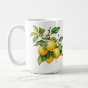 MUG LÉMONS JAUNES RÉALISTES SUR LES BRANCHES DE LÉMON