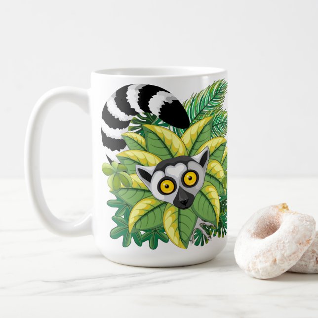 Mug Lémuriens de Madagascar dans une jungle exotique (Avec donut)