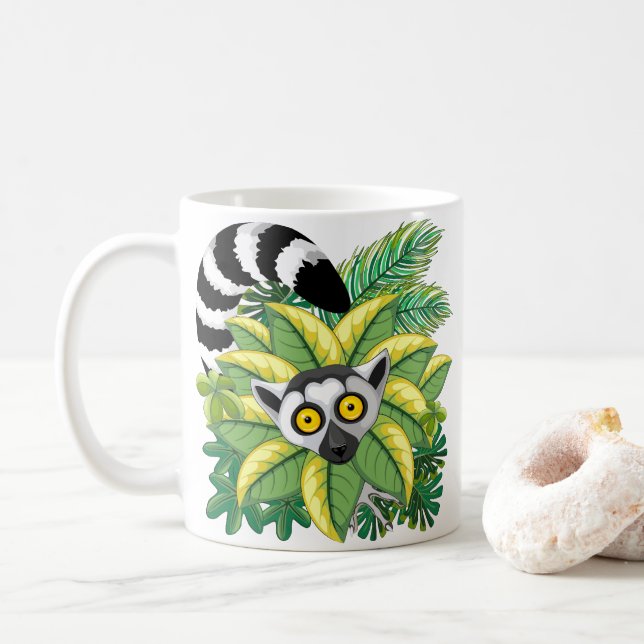 Mug Lémurs de Madagascar dans la jungle exotique (Avec donut)
